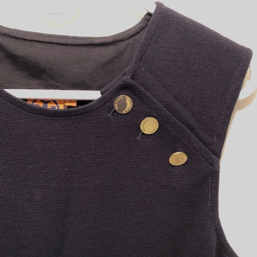 Tory Burch Wool Blend Sheath Dress with Gold Button Accents